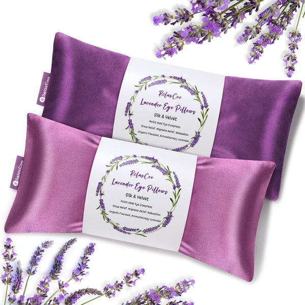 Lavender Eye Pillow for Relaxation, Yoga, Sleeping, Weighted Eye Mask Heated for Headache, Sinus, Dry Eyes Relief,