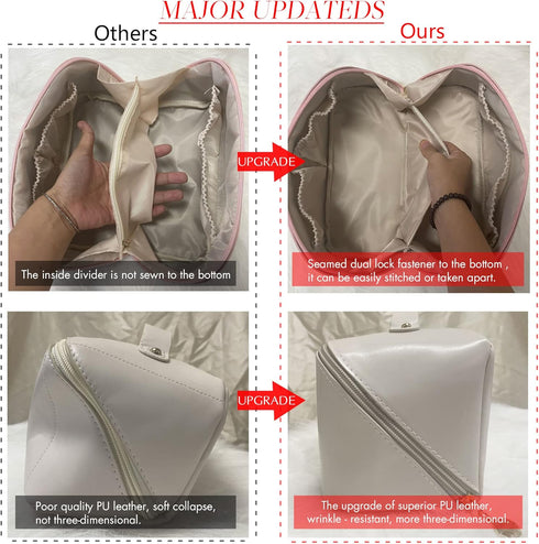 MINGRI Large Capacity Waterproof Travel Cosmetic Bag for Women, PU Leather Makeup Bag, Multifunctional Toiletry Bag