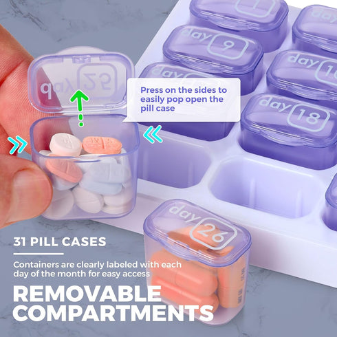 MEDca Format: Unknown Binding (Pack 2) 31 Monthly Pill Organizer - of Day Pill Organizer with Large Removable
