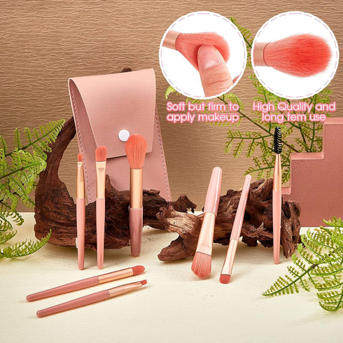 Gerrii 6 Sets Travel Makeup Brush Set, Synthetic Fiber Brushes Bag for Bridesmaid Gift, Coral Orange