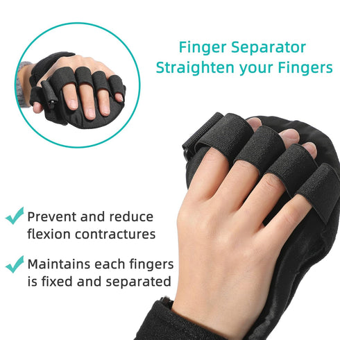 Immobilizer 5 Fanwer Stroke Resting Hand Splint - Night Wrist Finger Brace for Flexion Contractures, Functional Finger