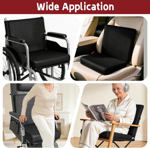 varrisin 16x18x2-4 Inch Wedge Wheelchair Seat Cushion with Backrest, High Density Foam Wheelchair Cushions Removable