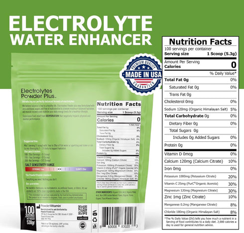 Electrolytes Powder Plus Keto - Lemonade Flavor, 100 Servings, 0 Sugar, Energy Hydration Powder