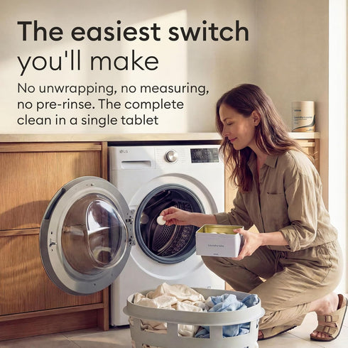 Set, 40 Vove Laundry Detergent Tablet Starter Loads with Reusable Storage Tin - Plastic-Free, PVA-Free, Zero