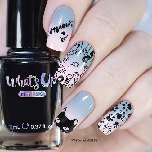 Whats Up Nails - 2 Essential Stamping Polishes (White, Black) for Stamped Nail Art Design, 7 Free, Cruelty Free