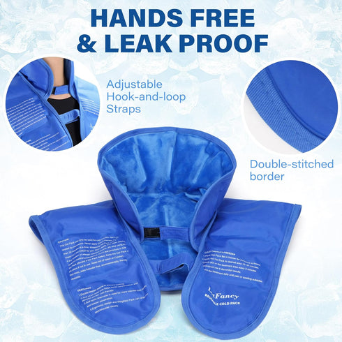 LotFancy Reusable Ice Pack for Neck & Shoulder, Flexible Gel Cold Wrap with Adjustable Straps for Pain Relief