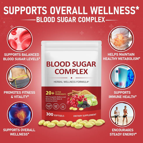 J&H Jasmine&Hyacinth 300 20+ Mulberry Softgels Blood Sugar Complex Supplement | Active Natural Herbs-Cinnamon, Bitter