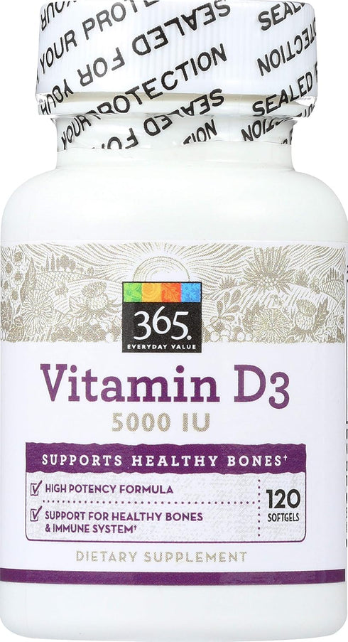 365 Everyday Value Vitamin D3 5000 IU | 120 Count