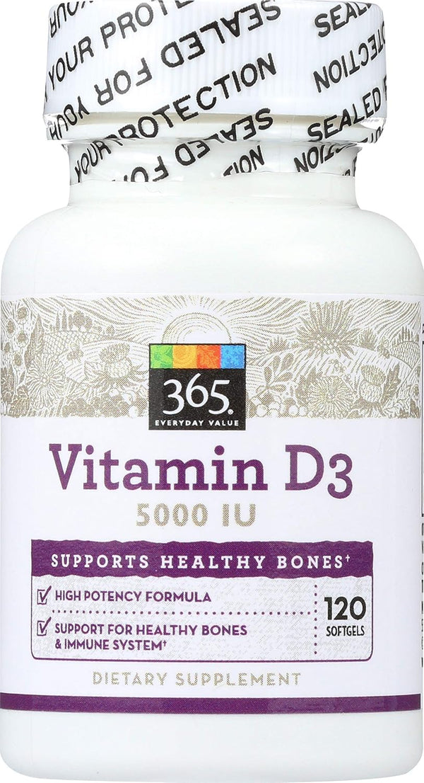 365 Everyday Value Vitamin D3 5000 IU | 120 Count