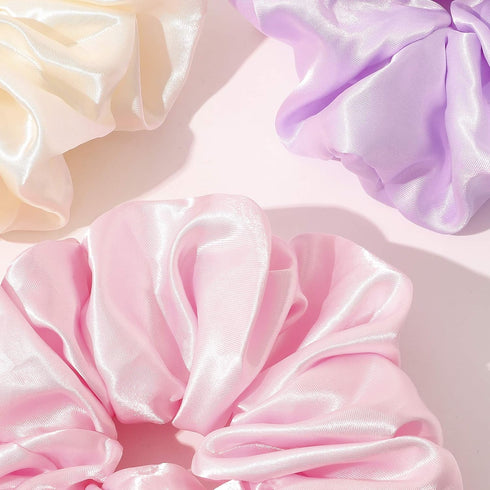 Scrunchies Hair Ties for Women - Big Silk Satin Jumbo Cute Chiffon Scrunchy Pack for Thick Hair, Hair Accessories Gift