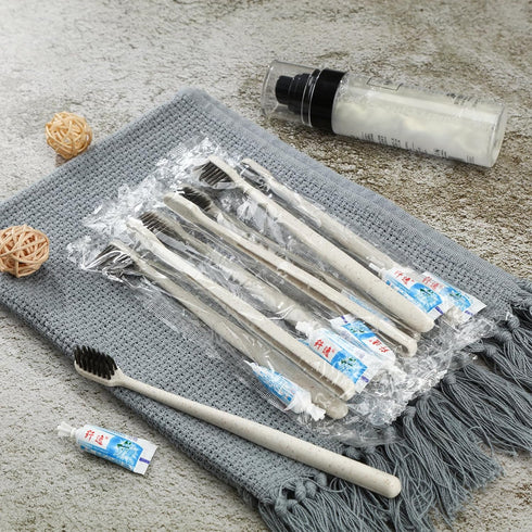 Uiifan 100 Sets Disposable Toothbrushes with Toothpaste, Individually Wrapped Travel Set for Home and Camping