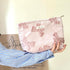 Makeup Bag Cosmetic bag Preppy Canvas Toiletry Bag for women Cute zipper pouch Organizer Travel accessories (Medium Pink Bow, Large)