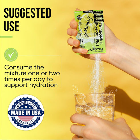 Electrolytes Powder Plus, Keto Lemonade - Zero Sugar, 1000mg Potassium, 120mg Calcium, 120mg Magnesium - 30 Packets