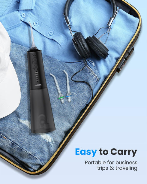 Cordless Water Flosser, Portable 300ML Dental Flosser with 9 Jet Tips, 5 Modes, IPX7 Waterproof - Black