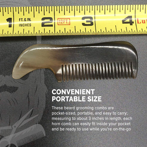 Lucky Franc's Handmade Ox Horn Fine Tooth Comb for Men's Beards and Mustaches, Pocket Size, Metal Tin Gift.