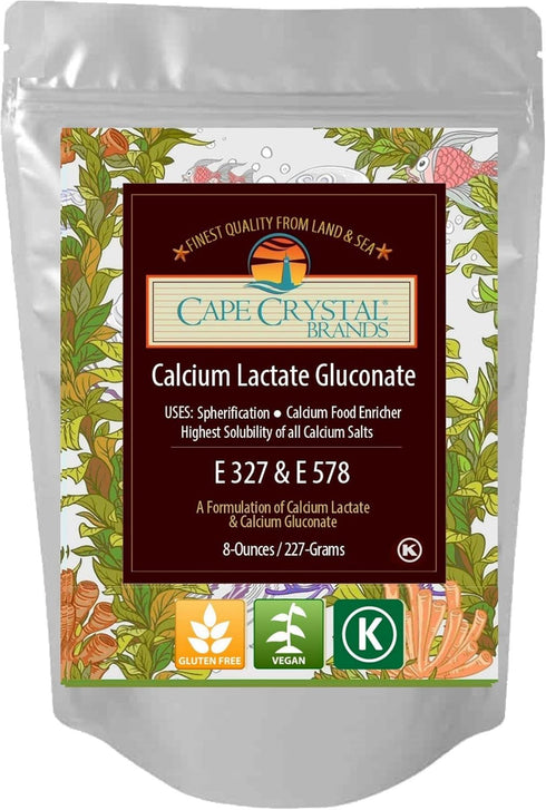 Calcium Lactate Gluconate for Molecular Gastronomy, Kosher Certified & Food Grade (8-oz)