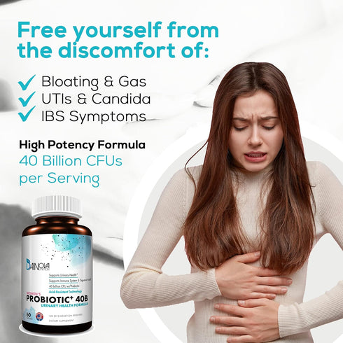 Probiotics for Women Vaginal Health, Urinary Tract Health, 40 Billion CFU Active Prebiotics and Probiotics, 60 Capsules