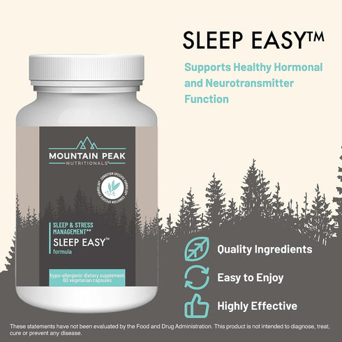 Mountain Peak Nutritionals Sleep Easy - Sleep Support Supplement with 5-HTP, Amino Acids, Melatonin, 60 Capsules