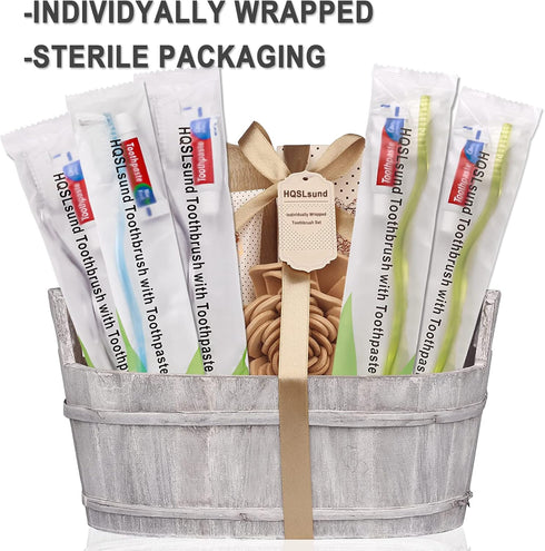Disposable Toothbrushes Individually Wrapped with Toothpaste, Travel Toothbrush Set for Adults Kids, 30 Pack, 3 Colors