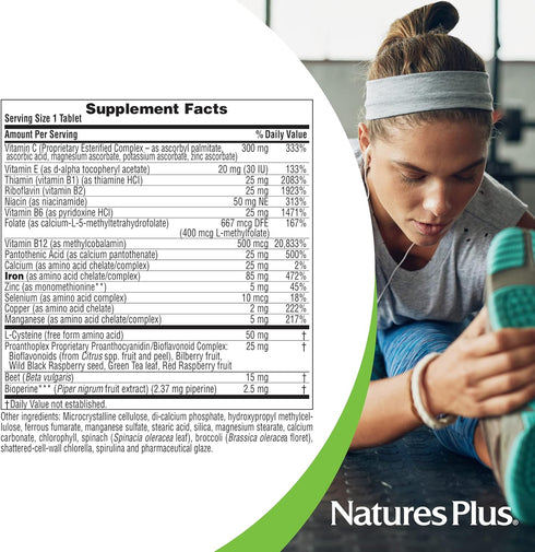 NaturesPlus Hema-Plex Iron - 30 Sustained Release Tablets, Pack of 2, 85 mg Elemental Iron with Vitamin C - 60 Servings