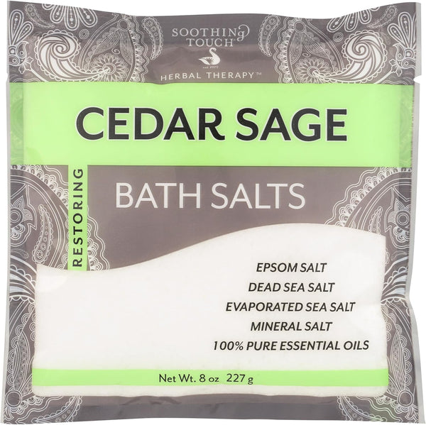 Soothing Touch Bath Salts Pouch, Cedar Sage, 8 Ounce