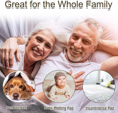 Large Bamboo Wearable Incontinence Bed Pads Washable - Adult Diaper Skirt for Highly Absorbency - Washable Bed Mats