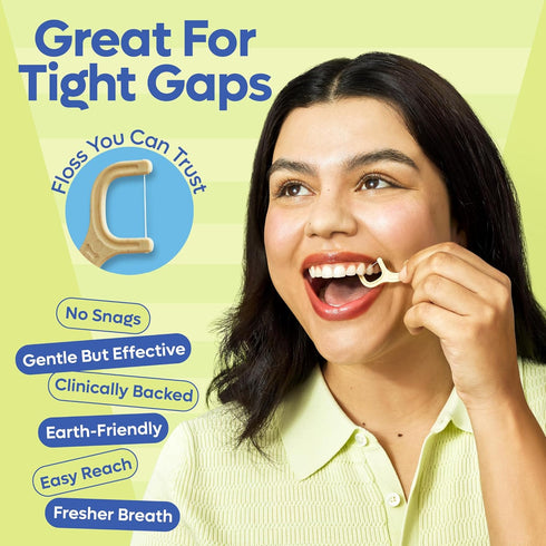 SmartLifeco Eco-Friendly Dental Floss Picks (200ct) - Original Straw Wheat Flossers, Vegan, Mint, Zero Waste