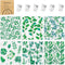 6 Pack Swedish Dishcloths for Kitchen - Green Leave Patterns, Reusable, No Odor, with Adhesive Clips