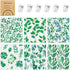 6 Pack Swedish Dishcloths for Kitchen - Green Leave Patterns, Reusable, No Odor, with Adhesive Clips