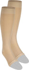 NuVein Medical Compression Stockings, 20-30 mmHg Support for Women & Men, Knee Length, Open Toe, Large, Beige