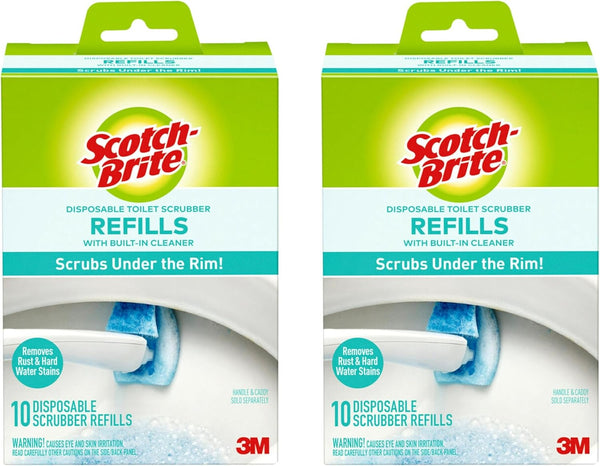 Scotch Brite Toilet Scrubber Refill Value Pack, 2 Boxes of 10 Each, Click N Flip