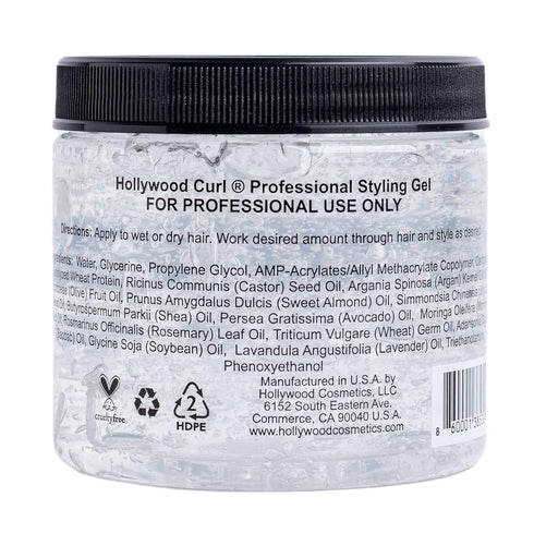 Hollywood Curl Styling Gel with Protein for Wavy & Curly Hair, Natural Hair Product for Women & Men, 8 Fl. OZ.