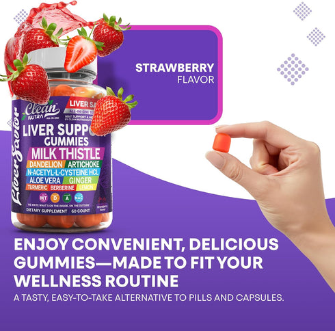 Gummies Gummy Clean Nutra Liver Cleanse Detox & Repair | Milk Thistle Liver Support Vitamins | Dandelion, Artichoke
