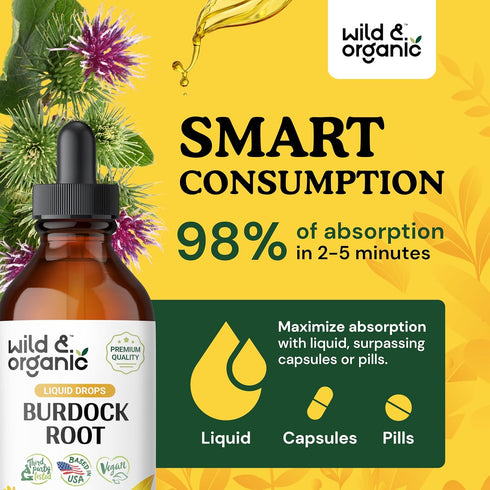 Burdock Root Tincture - Organic Burdock Root Extract for Detox Cleanse, Alcohol-Free Liquid for Digestive Health - 4 oz