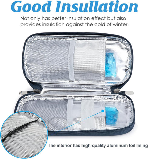 YOUSHARES Insulin Cooler Travel Case, Portable Refrigerated Medicine Case for Insulin Pen and Supplies with Ice Pack