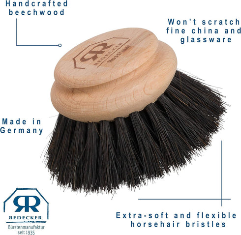 Redecker Horsehair Replacement Head - 2-Inches, Made with Untreated Beechwood
