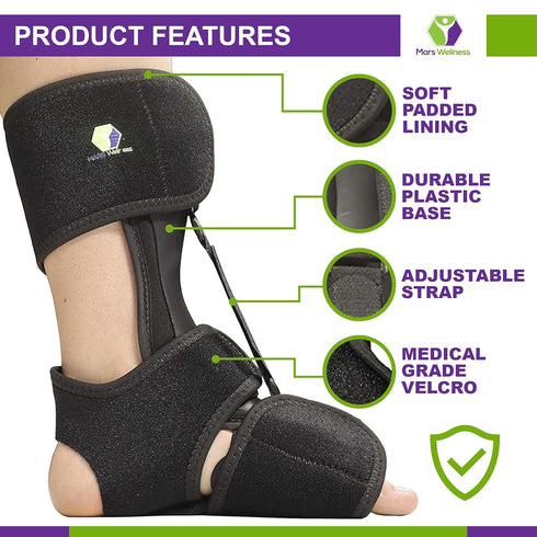 MARS WELLNESS Comfort Dorsal Night Splint - Pain Relief from Plantar Fasciitis, Drop Foot, and Achilles Tendinitis