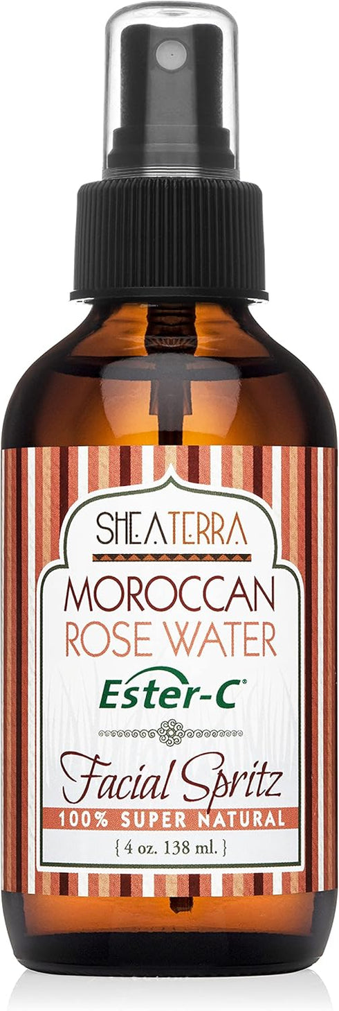 Shea Terra Organics Beauty Water - 4 oz, Toner & Face Mist with Rose Hips, Damask Rose, Ester-C