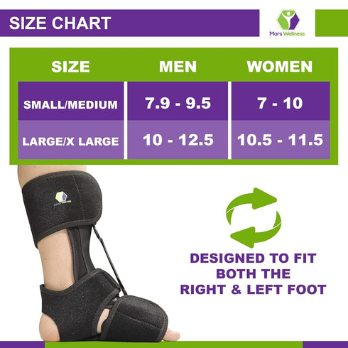 MARS WELLNESS Comfort Dorsal Night Splint - Pain Relief from Plantar Fasciitis, Drop Foot, and Achilles Tendinitis