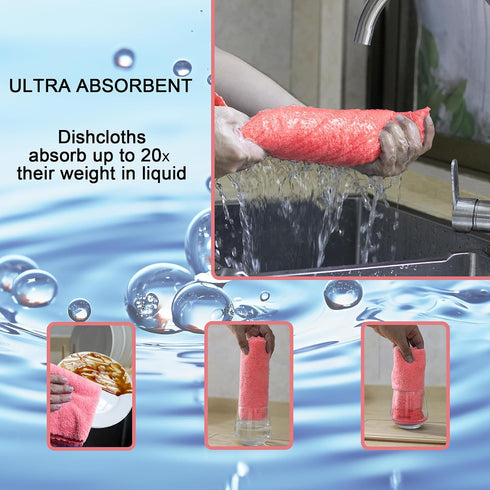 kimteny 13x28 Inches (13x28-6 Pack, Kitchen Cloth Dish Towels, Premium Dishcloths, Super Absorbent Coral Velvet