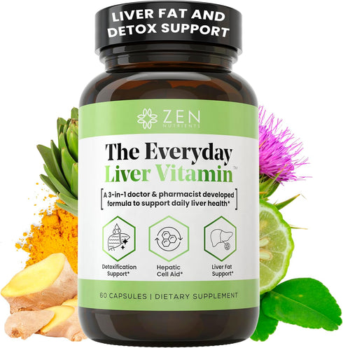 Zen Nutrients The Everyday Liver Vitamin - Liver Cleanse Detox & Repair with Organic Milk Thistle, 30 Servings