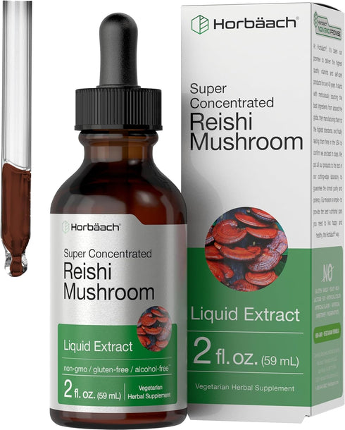 Reishi Mushroom Supplement by Horbaeach | 2 fl oz Liquid Extract | Ganoderma Lucidum Tincture | Vegetarian, Non-GMO,