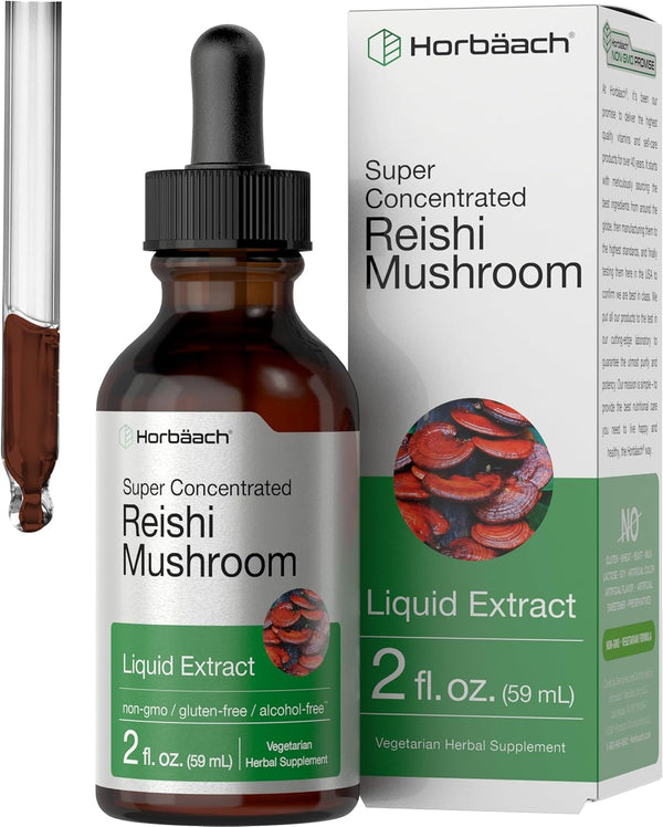Reishi Mushroom Supplement by Horbaeach | 2 fl oz Liquid Extract | Ganoderma Lucidum Tincture | Vegetarian, Non-GMO,