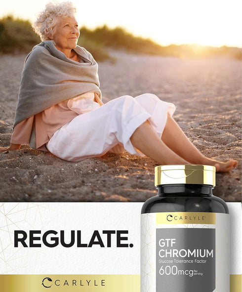 Carlyle GTF Chromium 600 mcg | 250 Non-GMO Capsules | Gluten Free Supplement