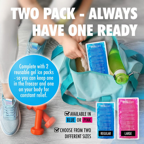 2 Pack Regular Gel Ice Packs for Injuries, Reusable Hot Cold Compress, Soft Soothing Ice Packs, Alternative for Hot