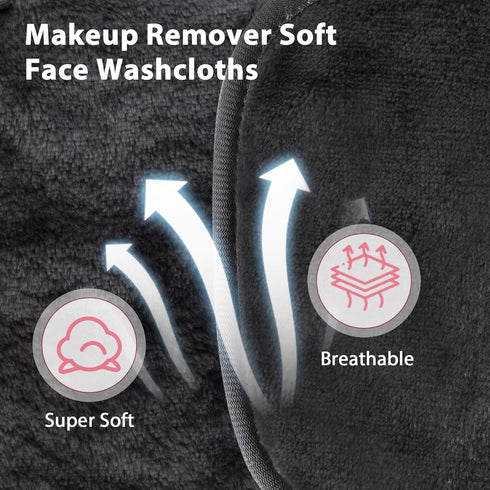 Makeup Remover Cloth, 6" x 6" Reusable Towels for Washing Face, 12 Pack Microfiber Face Washcloths