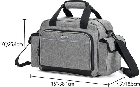 Trunab Portable Medical Supplies Nurse Bag Empty, Shoulder Bag for Hospice, Home Visit, Hospital Interns, Grey