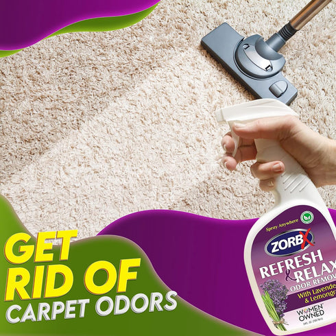 ZORBX Refresh & Relax Odor Remover Spray, 24 oz - Odor Absorbers with Lavender & Lemongrass Scent for Fabric & Room