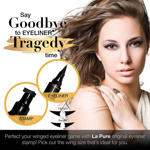 Winged Eyeliner Stamp - 2 Dual Ended Pens for Perfect Cat Eyes, Smudge-Proof, Water-Resistant