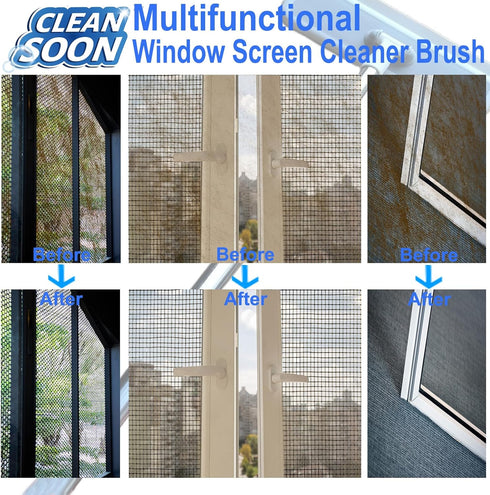 Window Screen Cleaner Tool, Window Screen Cleaning Brush, 5 in 1 Window Cleaning Kit: Window Cleaning Brush, Window Cleaning Squeegee Kit, Window Track Cleaning Tools, Window Seal Cleaner(Blue)